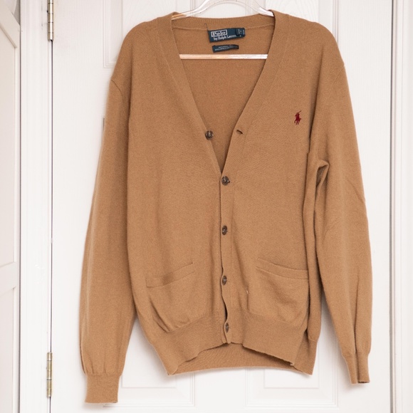 Polo Ralph Lauren VTG Mens XL Wool Cardigan button up Soft Sweater Elbow Patches - Picture 1 of 7